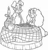 Coloring Lady Tramp Pages Disney Printable Dinner Romantic Popular Come Colouring Coloringhome Choose Board sketch template