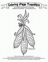Coloring Corn Harvest Indian Pages Tuesdays Popular Dulemba Ear sketch template