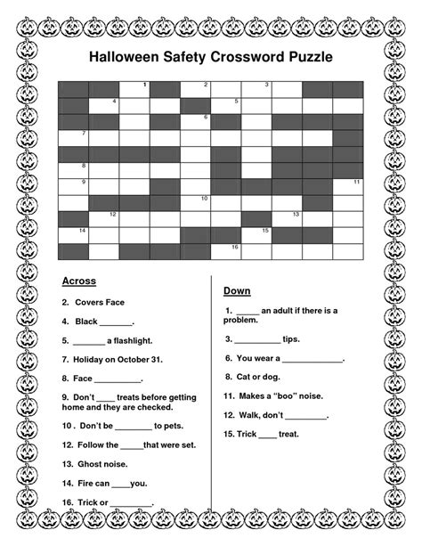 crosswords  kids activity shelter halloween crossword