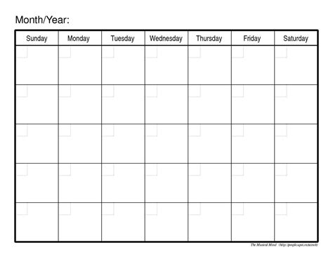 printable blank monthly calendar  lines