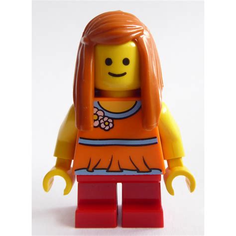 lego dark orange long straight hair  side part