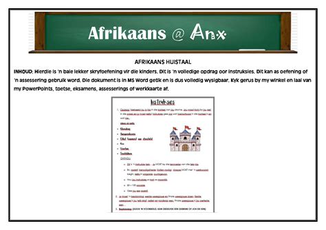 afrikaans huistaal graad  werkkaart instruksies teacha