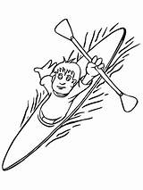 Coloring Kayak Clipart Boy Kayaking Pages Floating Drawing Printable Rowing Template Paddling sketch template