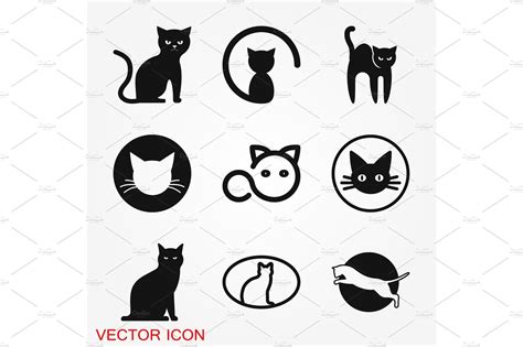 cat icon logo design vector animal illustrations creative market