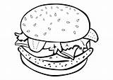 Coloring Food Pages Burger Junk Kids Hamburger sketch template