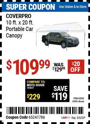 coverpro  ft   ft portable car canopy   car canopy harbor freight tools