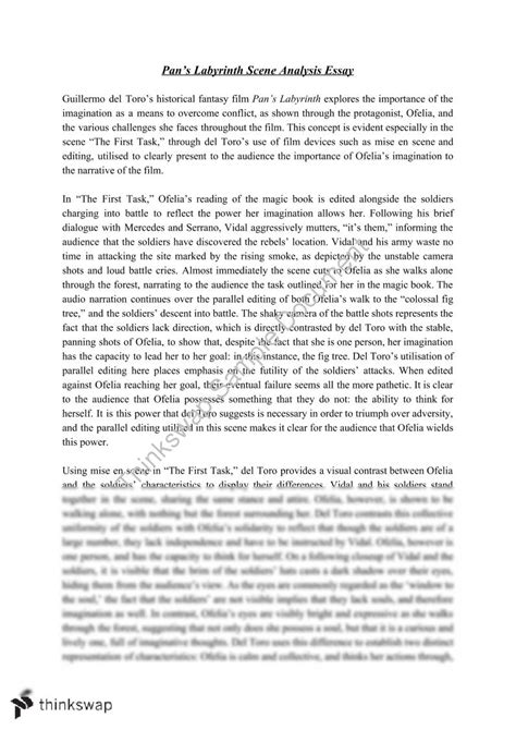 Pans Labyrinth Scene Analysis Essay Year 11 Vce English Literature