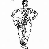 Dance Classical Coloring Indian Theme Bharatnatyam India Pages Trace Dancer Cliparts sketch template