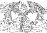 Dragones Draghi Dragons Drachen Erwachsene Adulti Stampare Adultos Montagnes Drago Justcolor Malbuch Rempli Plein Drache Dragón Adultes sketch template