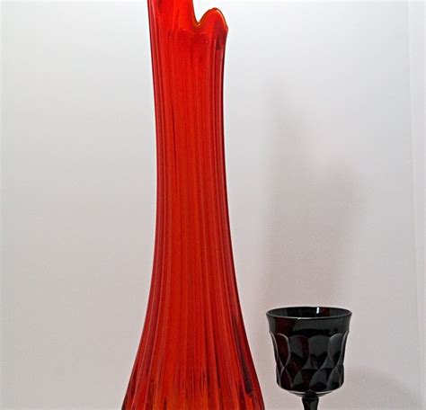 Retro Glass Floor Vase In Persimmon 1960 1970 Retro Art Glass