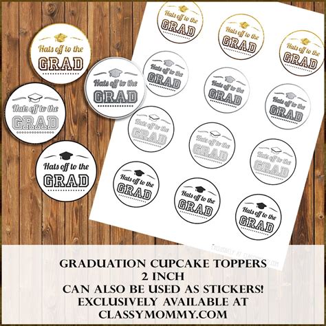 printable graduation cupcake toppers  printable