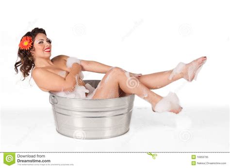 Pinup In The Tub Stock Image Image Of Soap Washtub