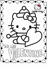 Coloring Valentine Pages Kitty Hello Valentines Colouring Kids Cat Color Sheets Cute Heart Print キティ Barbie ハロー Articles Shape February sketch template