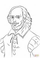 Shakespeare William Coloring Pages Printable Kingdom United Portrait Print Drawing Book Colorings sketch template