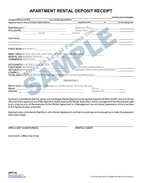 apartment rental deposit receipt nevada legal forms services