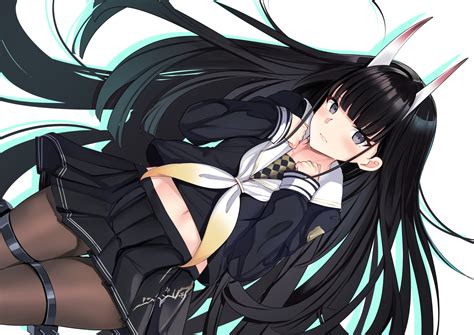 anthropomorphism azur lane black eyes black hair demon long hair