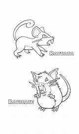 Rattata Coloring Pages Pokemon Print Printable Raticate Evolution Color sketch template