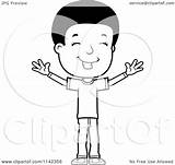Boy Teenage Adolescent Cartoon Clipart Arms Happy Open Thoman Cory Outlined Coloring Vector 2021 Clipartof sketch template