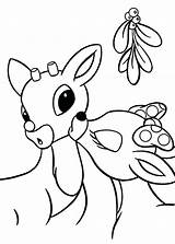 Coloring Reindeer Rudolph Mistletoe Nosed Red Clarice Pages Kiss Printable Cute Christmas Color Under Santa Kids Print Sheets Clipart Colouring sketch template