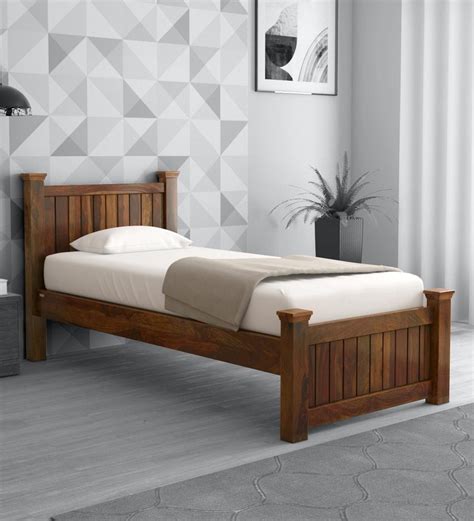 buy cruz solid wood single bed  provincial teak finish  woodsworth  transitional