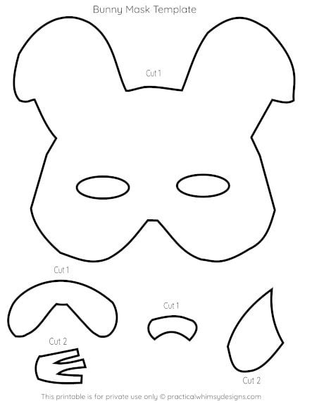 easy foam bunny mask  template printable practical whimsy designs