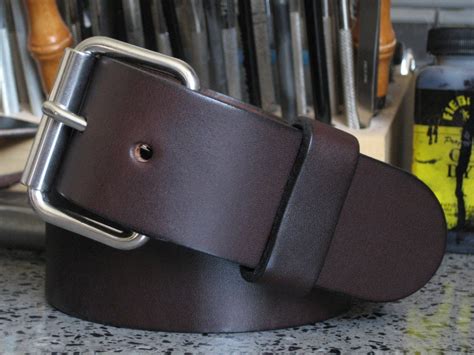 mens leather belt brown leather belt bridle leather belt thick