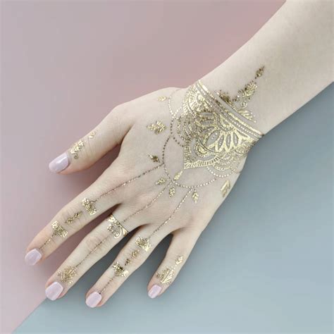 henna gold temporary tattoo by paperself