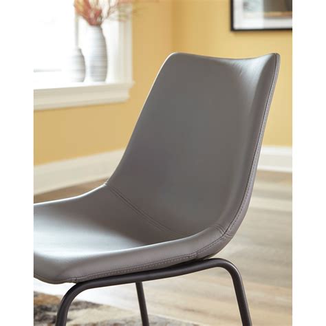 signature design  ashley centiar contemporary gray faux leather dining upholstered side chair