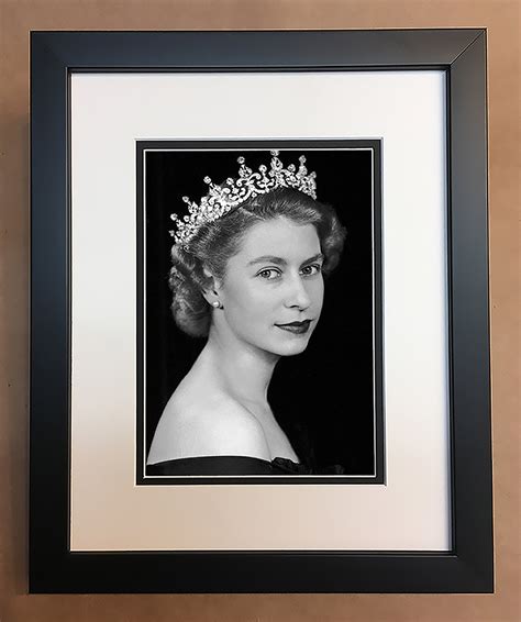 queen elizabeth black  white photo professionally framed etsy