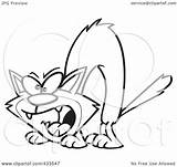 Hissing Cat Coloring Illustration Line Royalty Clipart Toonaday Rf Background sketch template