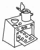 Oven Coloring Pages Cookies Baking Color Stove Kitchen Drawing Place Getdrawings Clipartmag Template sketch template