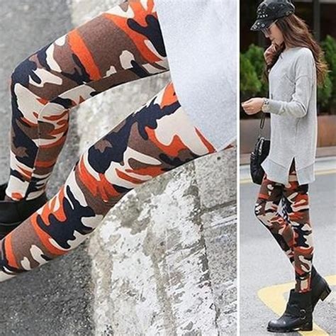 women camouflage army print stretch cool sexy pants skinny leggings