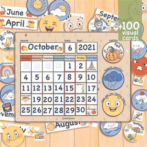 printable calendar  kids montessori homeschool preschool etsy
