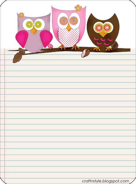 printable owl stationery  printable stationery owl