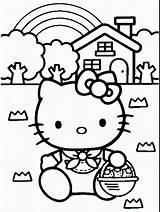 Kitty Hello Coloring Pages Printable Kids Cute sketch template