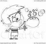 Bubbles Blowing Cartoon Clipart Boy Lineart Illustration Toonaday Royalty Graphic Vector Clip sketch template
