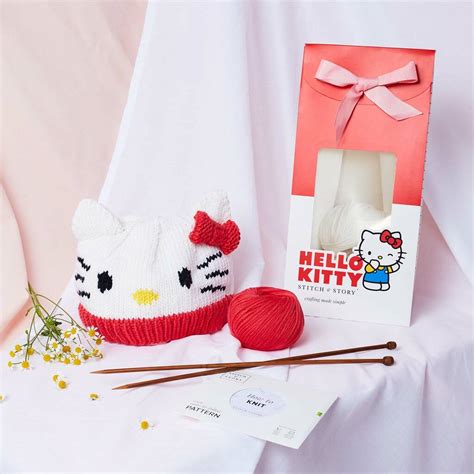 Knit Your Own Hello Kitty Adult Hat Knitting Kit By Stitch And Story