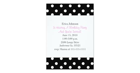 Black And White Polka Dot Print Party Invitation Zazzle