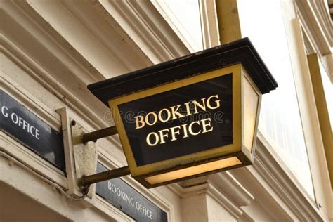 booking office sign stock photo image  show signs