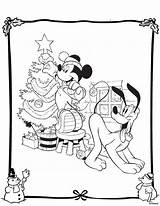 Disney Christmas Coloring Pages Printable Kids Mickey Pluto sketch template