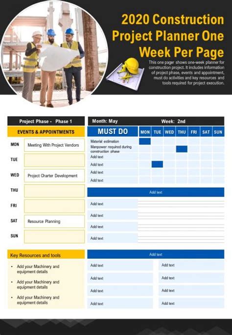 construction project planner  week  page  report
