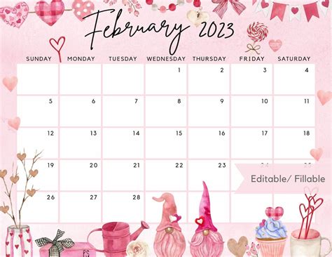 printable february  calendar cute valentine loving gnome etsy sweden