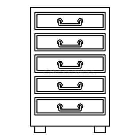 wooden cabinet  drawers icon outline stock vector illustration