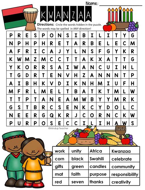 kwanzaa word search hard puzzle ready     teachers