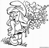 Coloring Smurfette Smurfs Print Characters Famous sketch template