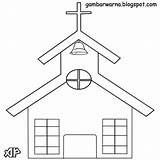 Gereja Mewarnai Gambar Ibadah Belajar Kartun Agama Tergokil sketch template