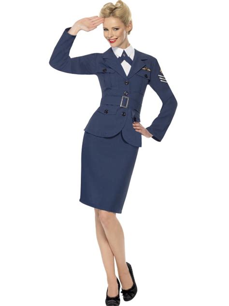 Ww2 Female Air Force Captain Uniform Costume Adult Blue