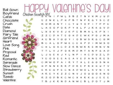 valentines day printable wordfinds