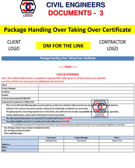 package handing    certificate format   certificate  construction