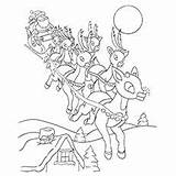 Coloring Pages Rudolph Sleigh Santa Printable Momjunction Leading sketch template